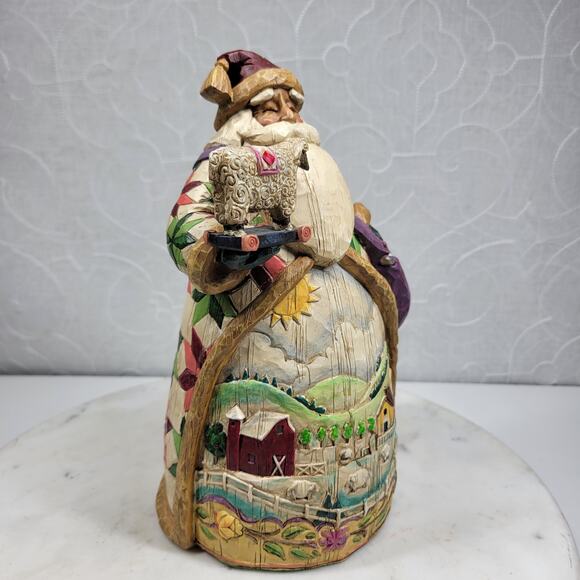 Jim Shore Heartwood Creek Over the Fields We Go Santa with Sheep Figurine 9” - Picture 6 of 13